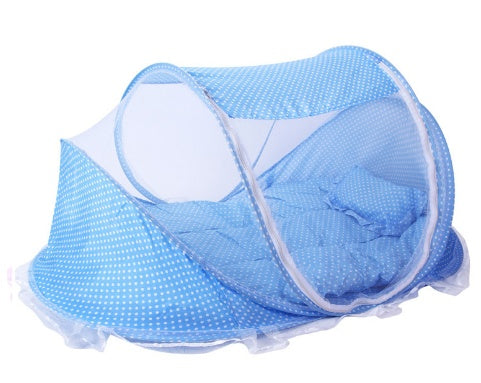 Foldable Baby Bed Net With Pillow Net 2pieces Set Blue