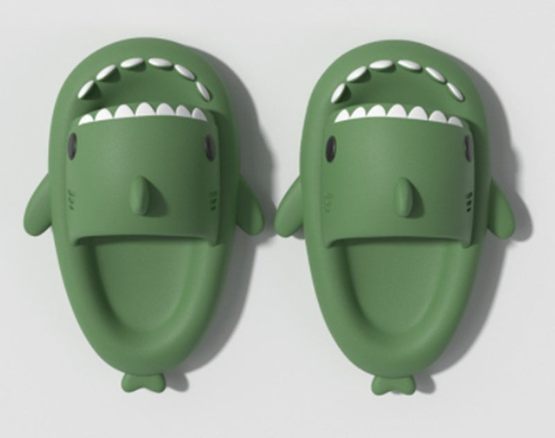 Adult's Shark Cartoon Slippers Dark green