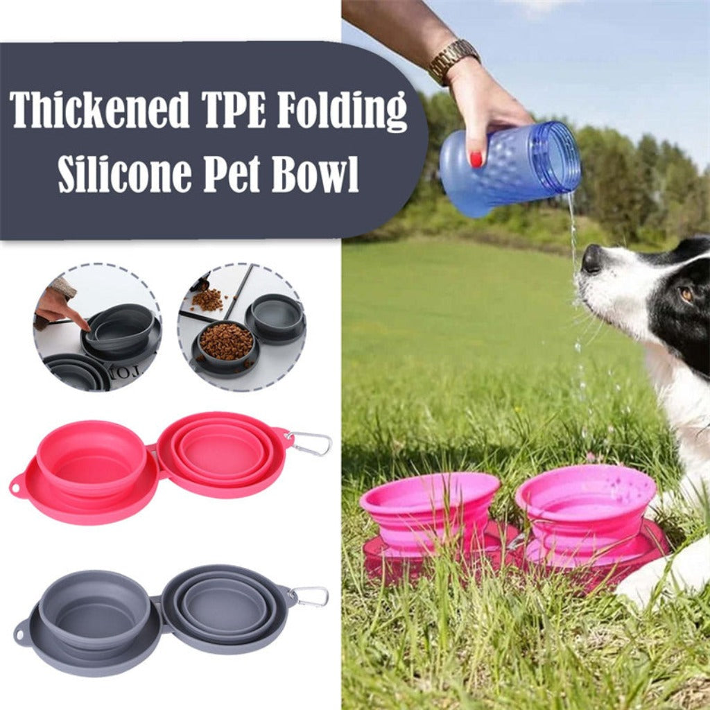 Rubber Foldable Double Bowl Pet Feeding Bowl | Premium Dog & Cat Bowls