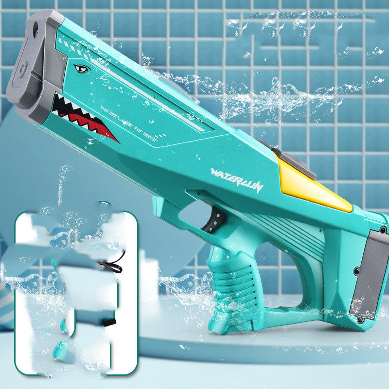 Automatic Electric Water Gun Toys Shark High Pressure Outdoor Summer Beach Toy Kids Adult Water Fight Pool Party Water Toy Gun Green