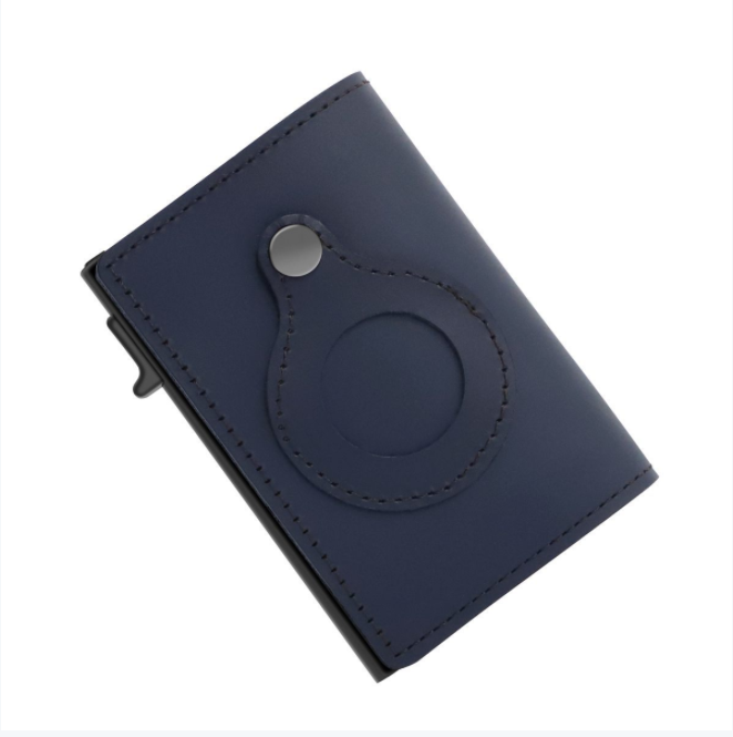 Secure Your Essentials with AirTag Wallet: RFID Card Holder & Anti-Theft Solution Leather blue