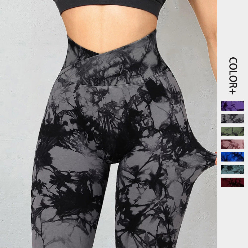 Sculpted Splendor: Seamless Tie-Dye Yoga Pants for Women