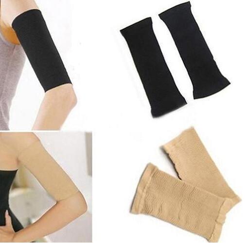 Women Arm Shaping Sleeves Ladies Elastic Slimming Shaperwear black and skin set