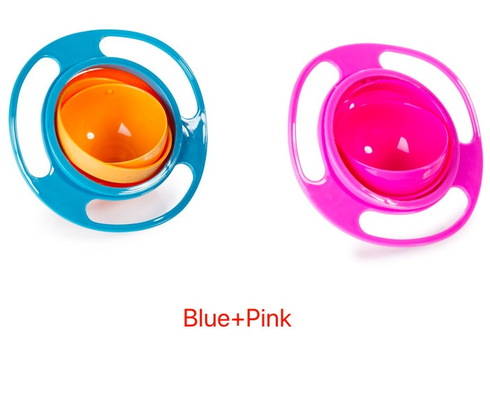 360 Rotate Universal Spill-proof Bowl Dishes Blue Pink 2pc