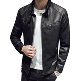 Men's leather zipper cardigan men's jacket Black