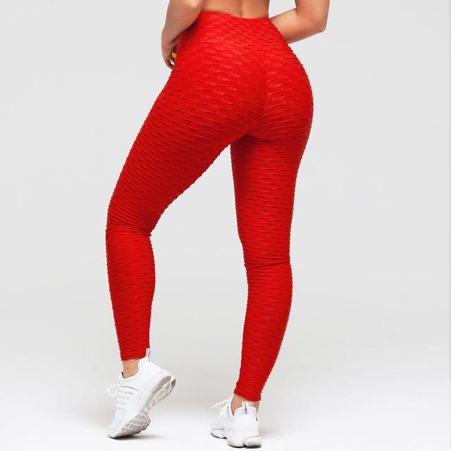 Booty Lifting Anti Cellulite Scrunch Leggings Red