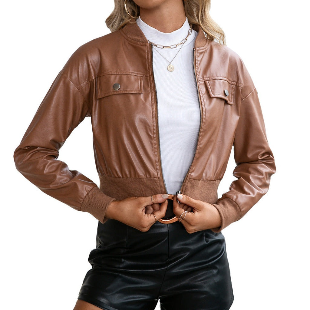 Embrace Edge and Elegance with Our PU Motorcycle Leather Jacket for Women