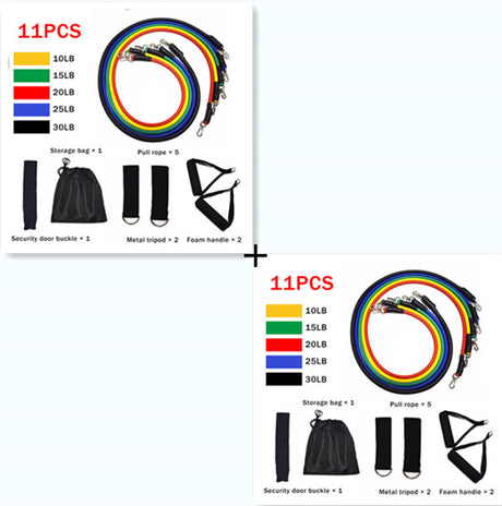 Enhance Your Workout with Fitness Rally Elastic Rope Resistance Band: Ultimate Training Essential 2 sets 11pcs