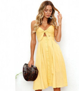 Women Summer Dresses Sleeveless Backless Strap Long Close-fitting Sheath Female Party Evening Dresses Vestidos Yellow