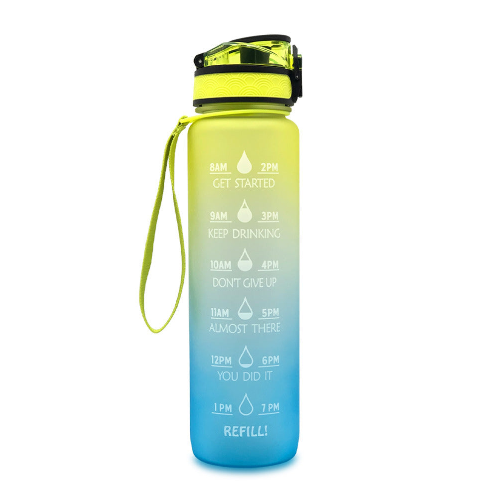 Motivational 1L Tritan Water Bottle Yellow blue gradient 1L