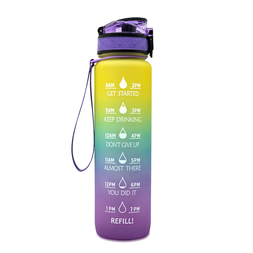 Motivational 1L Tritan Water Bottle Purple blue yellow gradient 1L