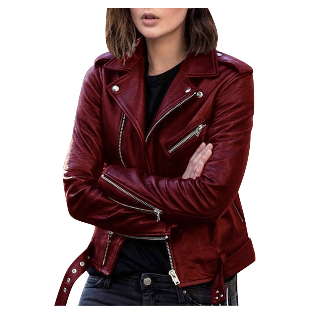 Women's Zip Leather Jacket