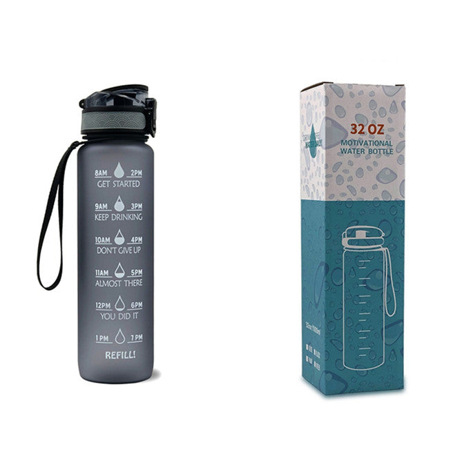 Motivational 1L Tritan Water Bottle Grey with box 1L