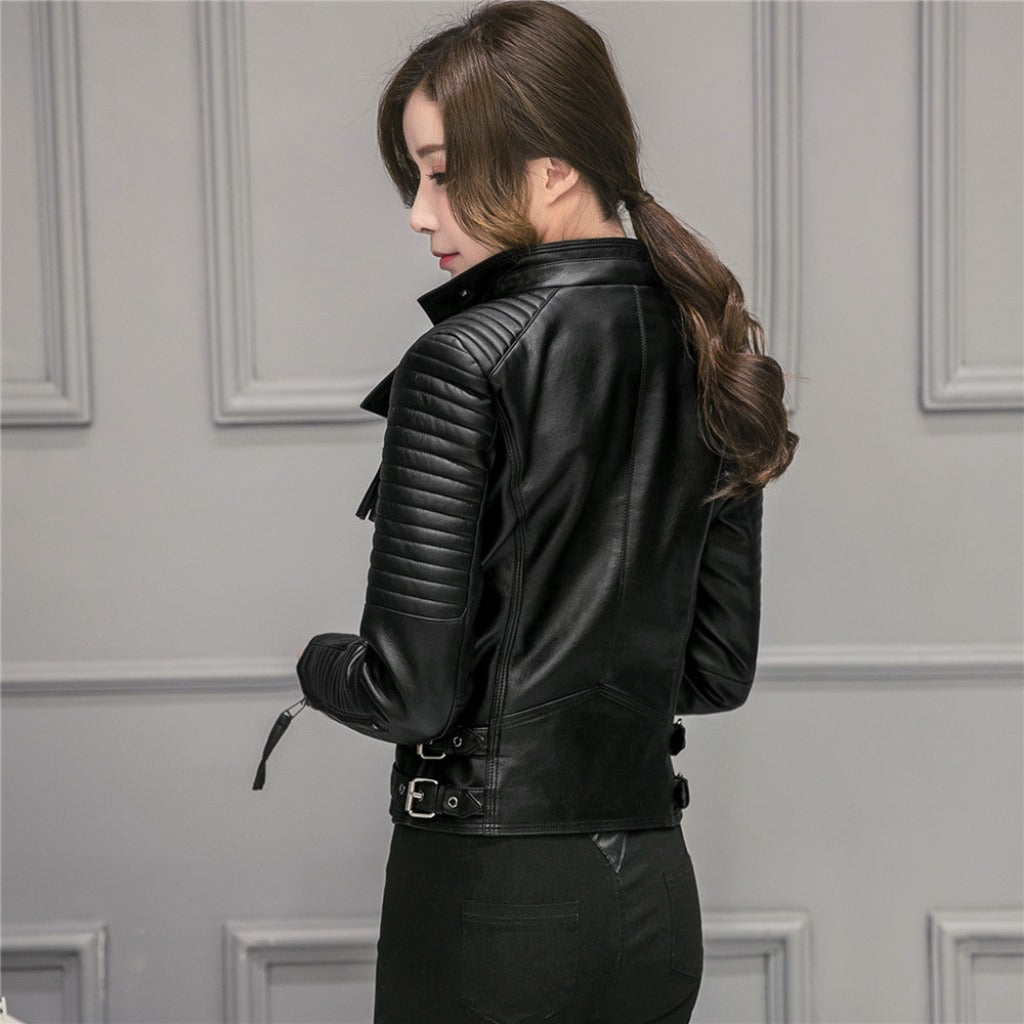 Slim Leather Motorcycle Jacket for Women