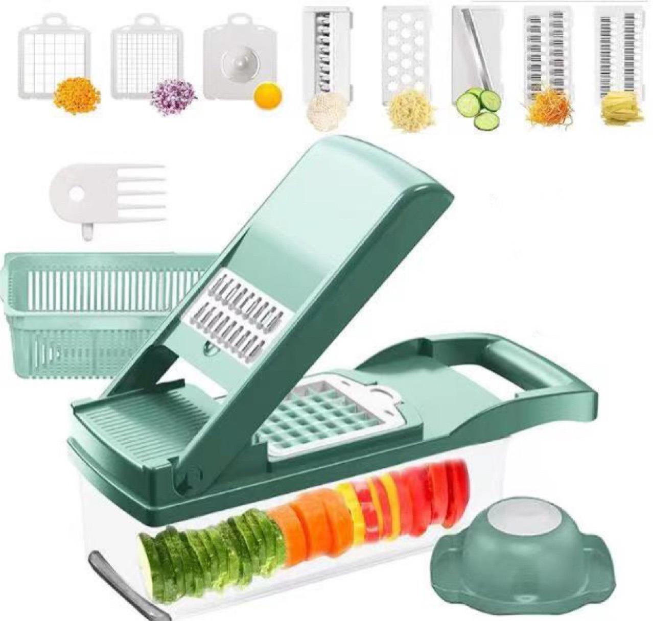 Streamline Your Kitchen Tasks with our 12-in-1 Manual Vegetable Chopper