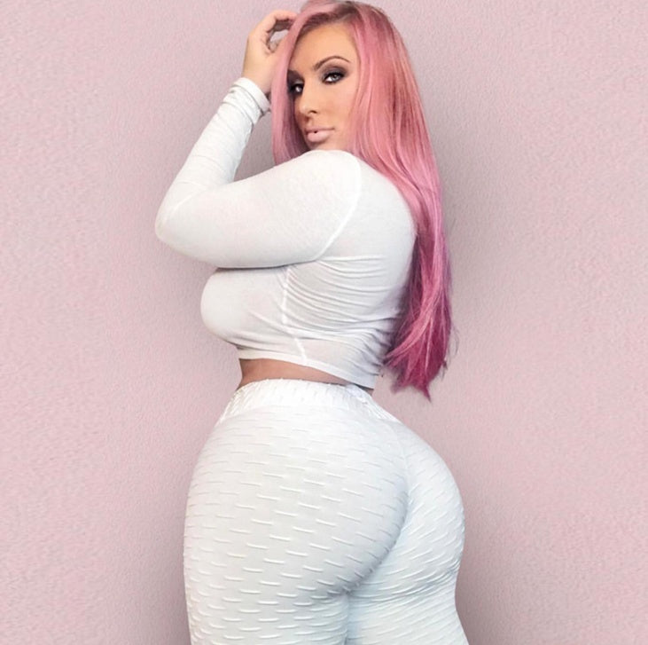 Booty Lifting Anti Cellulite Scrunch Leggings White