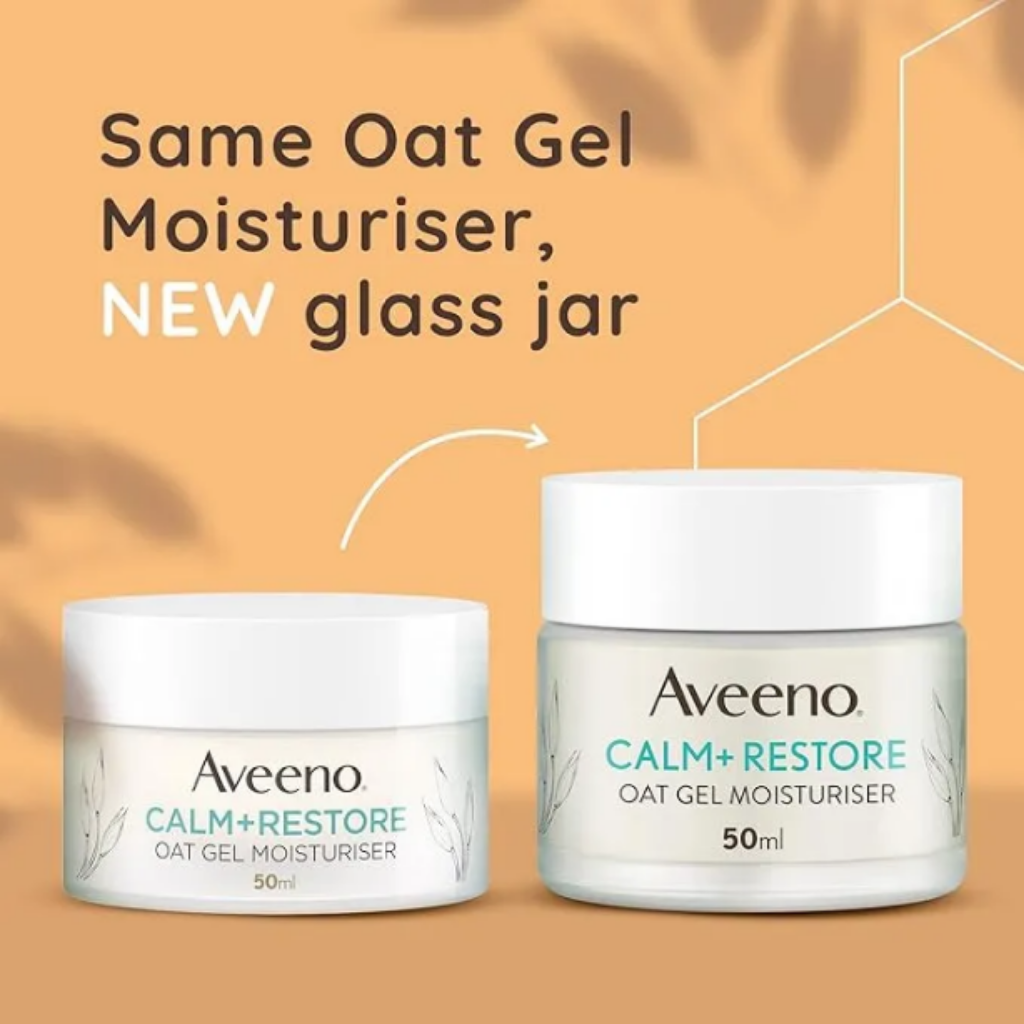 Aveeno Face Calm+Restore Oat Gel Moisturiser (1x 50ml), Face Moisturiser to Instantly Soothe and Replenish the Skin's Moisture Barrier