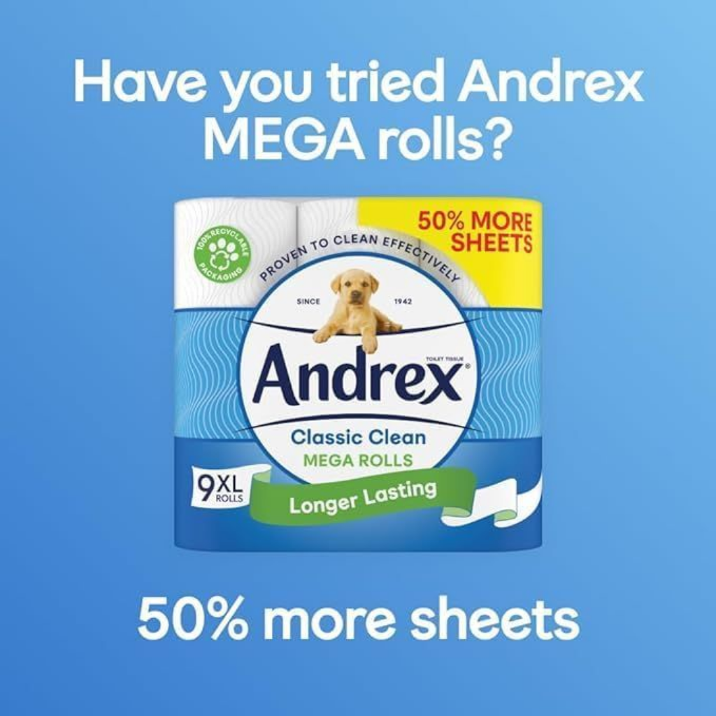 Andrex Classic Clean Washlets, Flushable Toilet Tissue Wet Wipes with Micellar Water-Biodegradable & Plastic