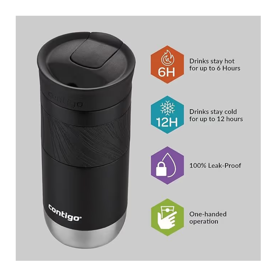 Contigo Byron 2.0 Snapseal Travel Mug,Stainless Steel Thermal Mug,Vacuum Flask,Leakproof Tumbler,Coffee to Go Mug with Bpa 