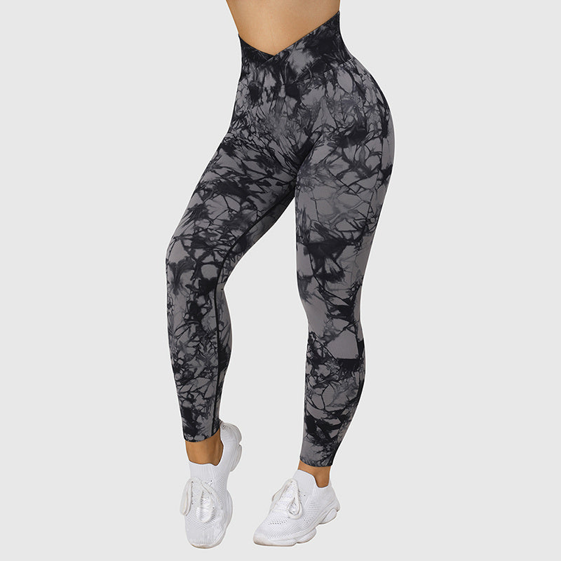 Sculpted Splendor: Seamless Tie-Dye Yoga Pants for Women