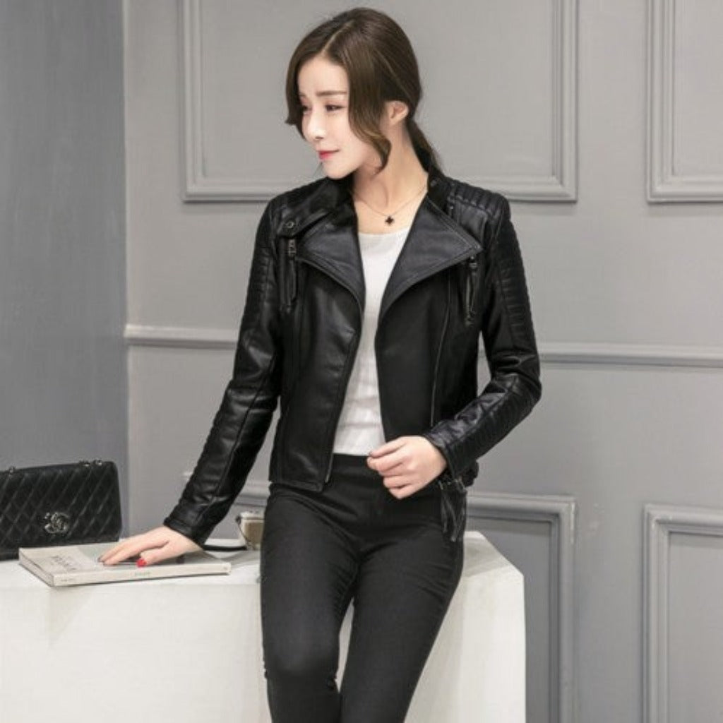 Slim Leather Motorcycle Jacket for Women