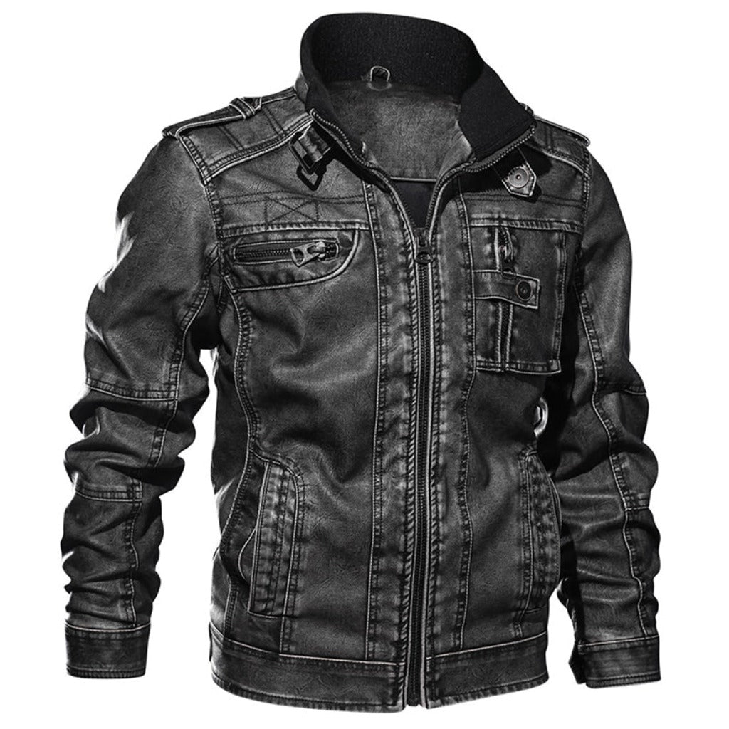 Thick Motorcycle Leather Jacket Winter Windproof Coat