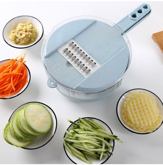 Effortless Food Prep with Our 8-In-1 Mandoline Slicer and Vegetable Cutter Blue 1pc