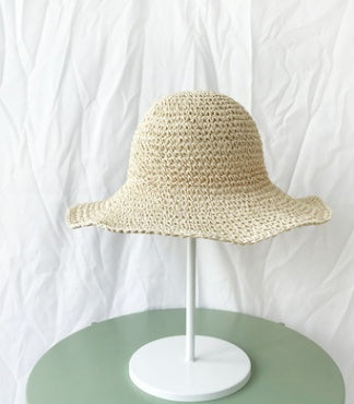 Summer Outing Sunscreen Hat for Women with Foldable Straw Hats Holiday Cool Hat Beach Hat Beige M 56 58cm