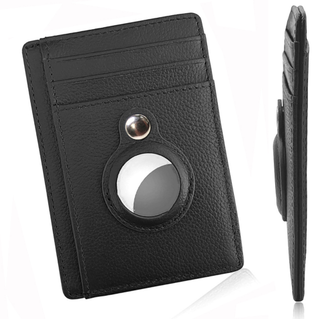 Secure Your Essentials with AirTag Wallet: RFID Card Holder & Anti-Theft Solution Clip black