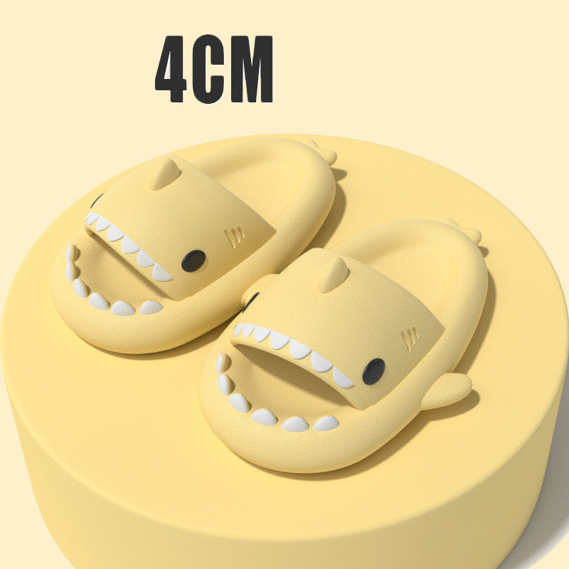 Adult's Shark Cartoon Slippers 4CM Thick Sole pale yellow