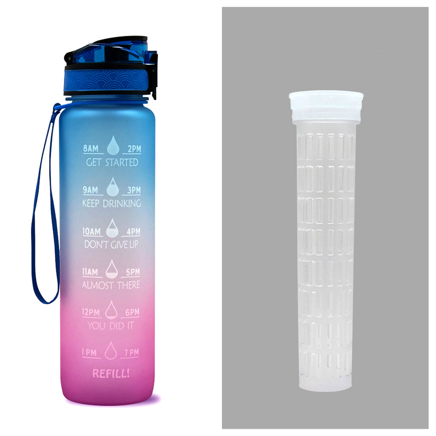 Motivational 1L Tritan Water Bottle Blue red gradient set 1L