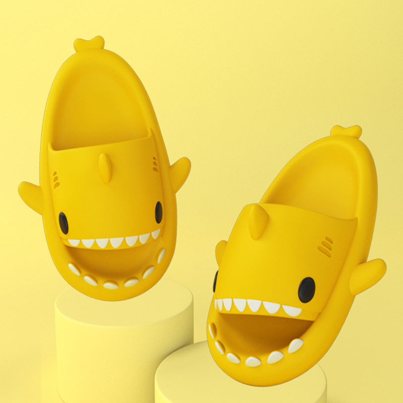 Adult's Shark Cartoon Slippers Yellow