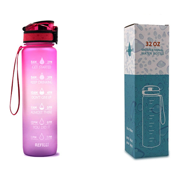 Motivational 1L Tritan Water Bottle Pink purple gradient with box 1L