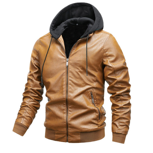 Winter Stand-collar PU Jacket Leather Jacket Men