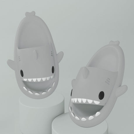 Adult's Shark Cartoon Slippers Cartoon Grey
