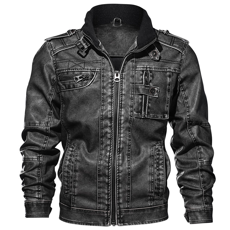 Thick Motorcycle Leather Jacket Winter Windproof Coat