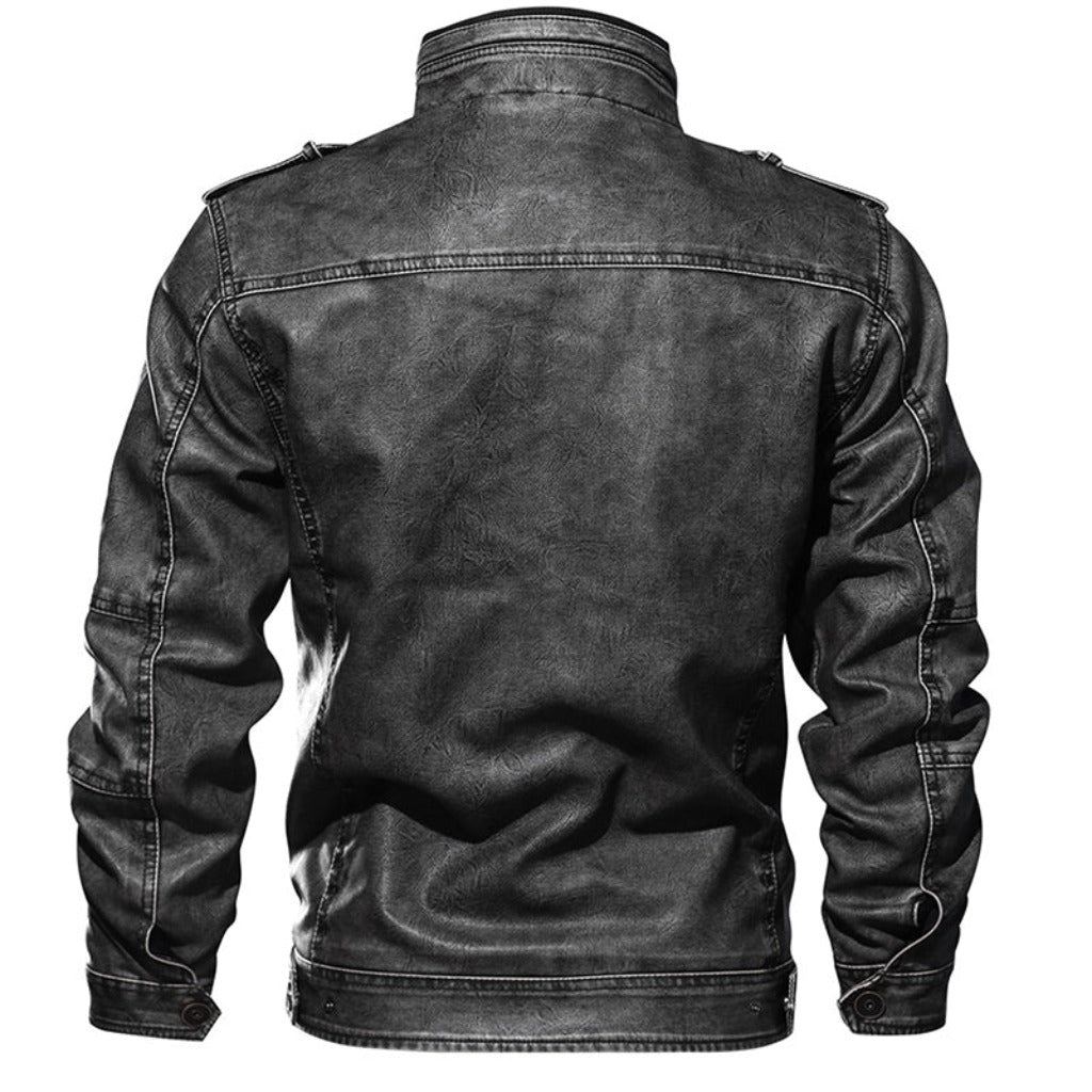 Thick Motorcycle Leather Jacket Winter Windproof Coat