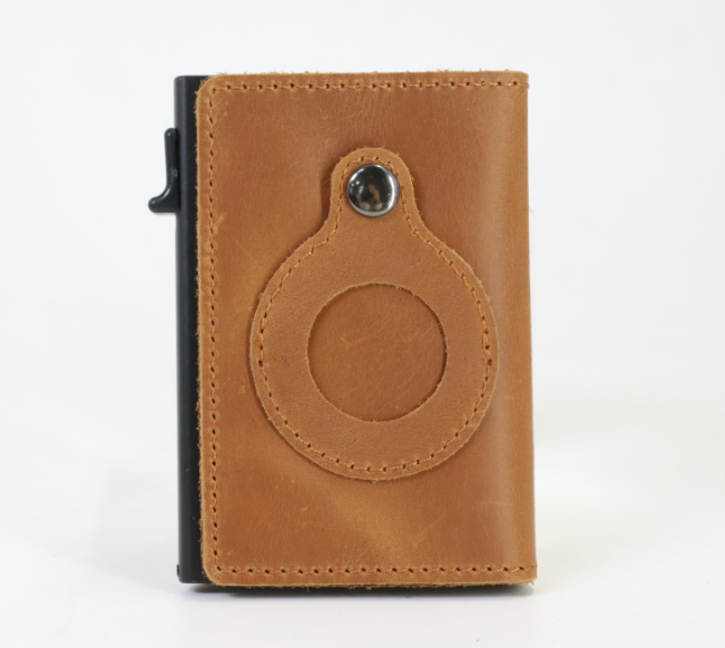 Secure Your Essentials with AirTag Wallet: RFID Card Holder & Anti-Theft Solution Leather brown