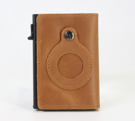 Secure Your Essentials with AirTag Wallet: RFID Card Holder & Anti-Theft Solution Leather brown
