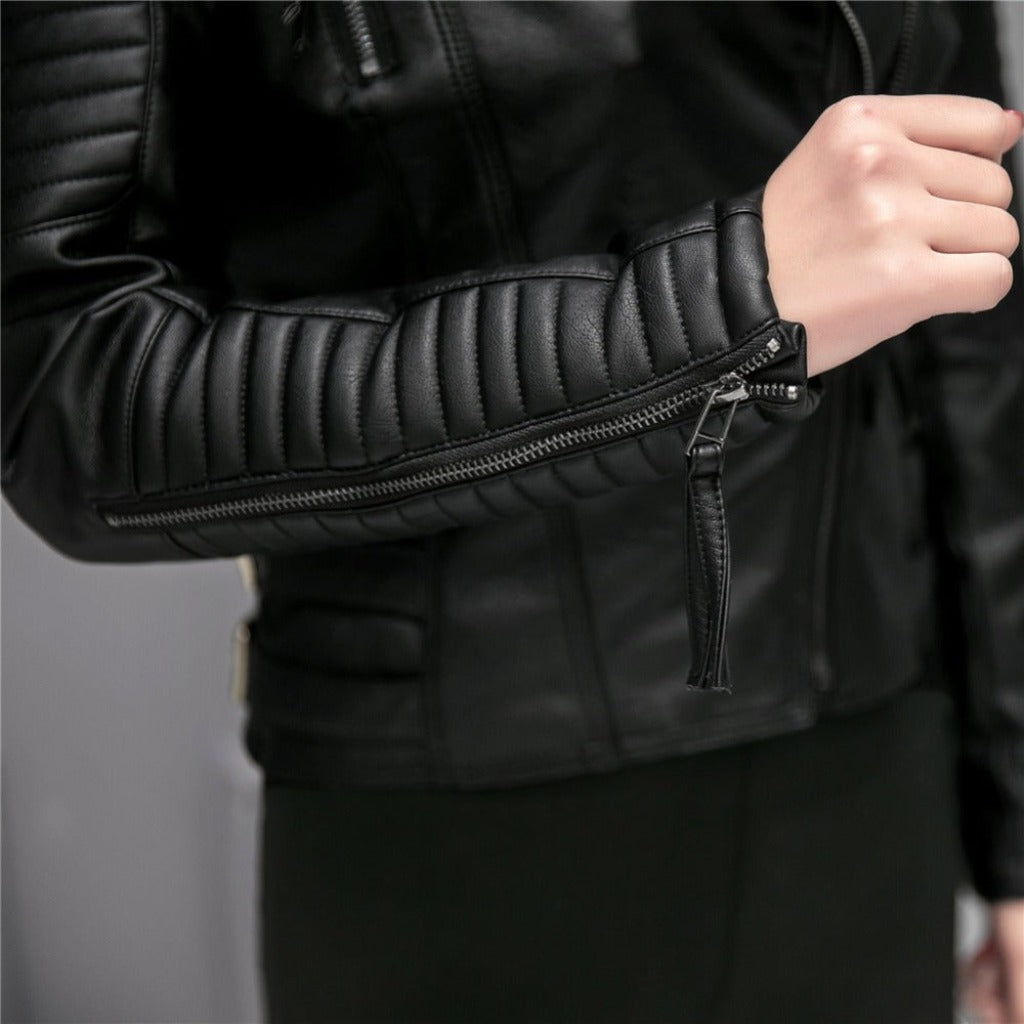 Slim Leather Motorcycle Jacket for Women