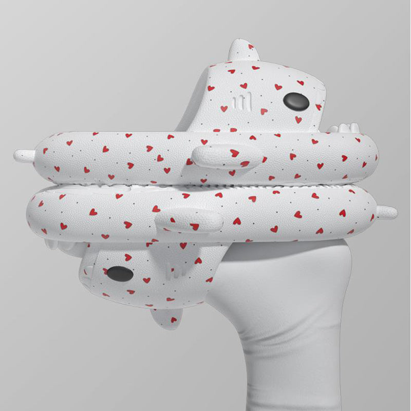 Lovers' Heart Print Shark Slippers for Women and Men