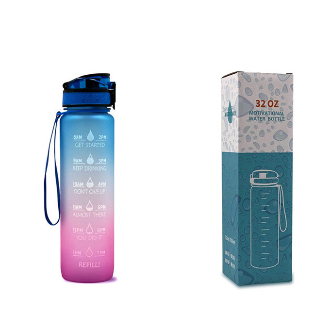 Motivational 1L Tritan Water Bottle Blue red gradient with box 1L