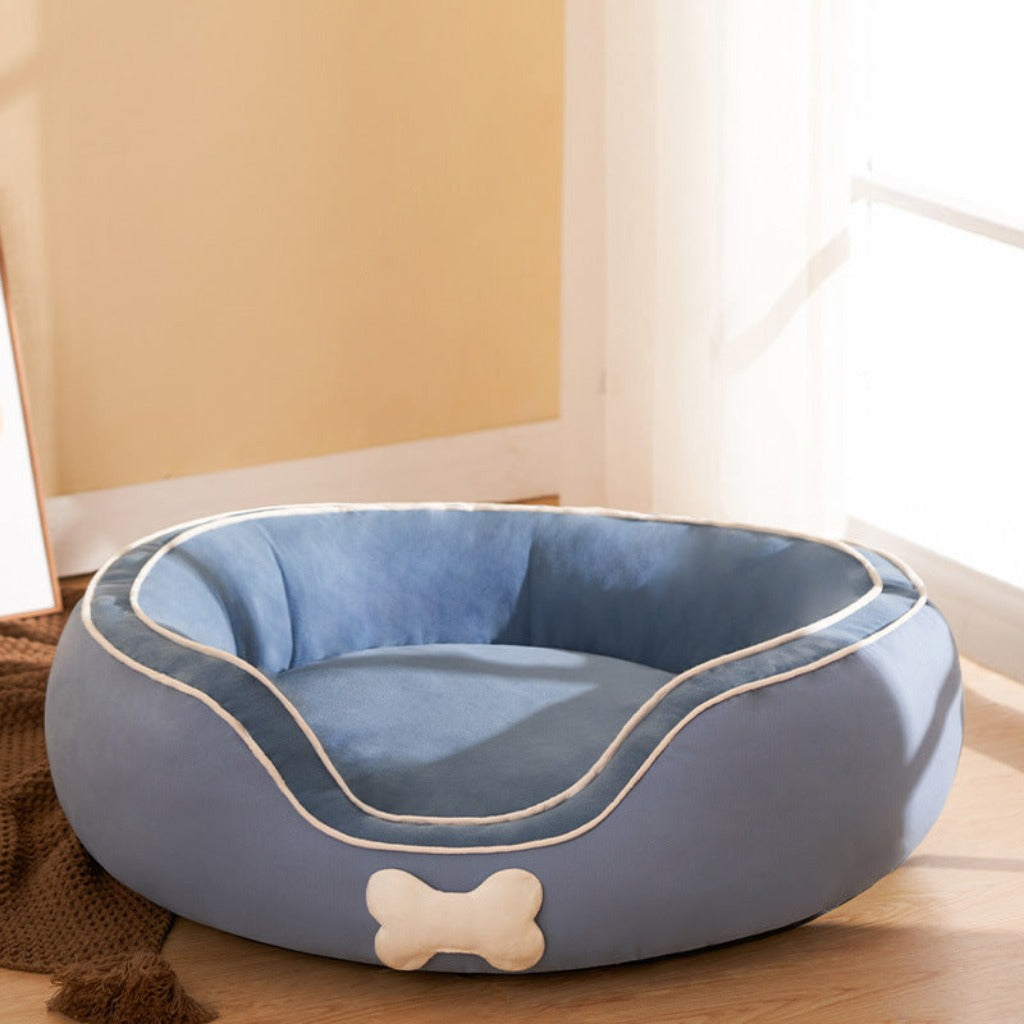 Winter Warm Pet Bed Sofa | Soft Kennel House for Cats and Dogs Blue