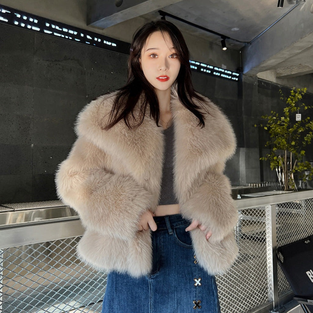 Women's Large Lapel Imitation Fur Warm Coat