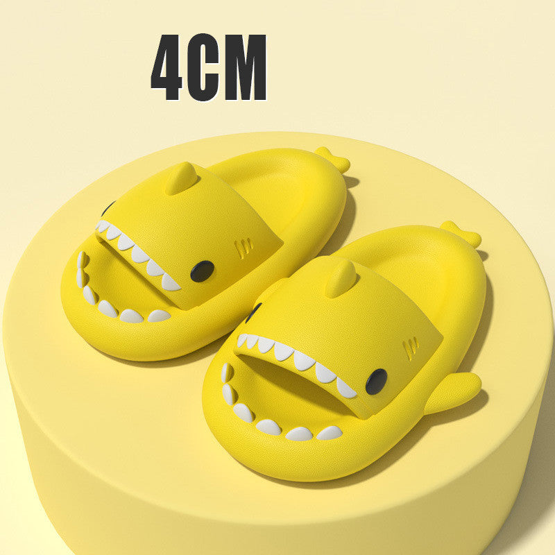 Adult's Shark Cartoon Slippers 4CM Thick Sole Yellow