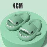 Adult's Shark Cartoon Slippers 4CM Thick Sole Matcha green