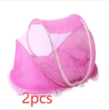 Foldable Baby Bed Net With Pillow Net 2pieces Set Pink 2pcs