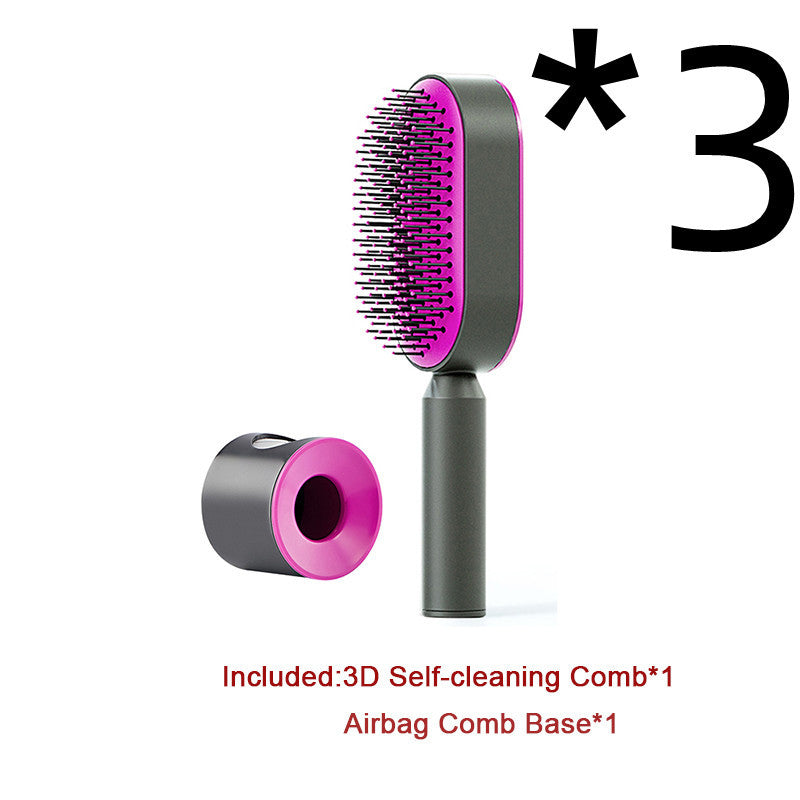 Self Cleaning Hair Brush For Women 3pcs Set C