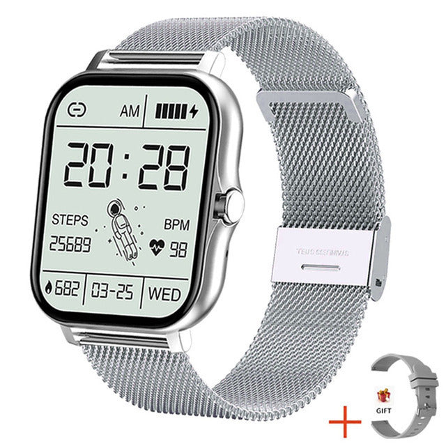 Y13 Smart Watch Pedometer Heart Rate Monitoring Bluetooth Call Silver mesh plus silicone