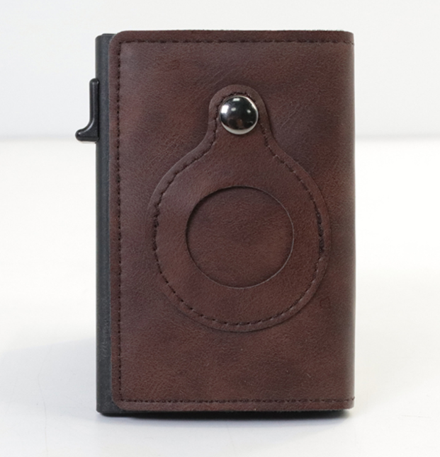 Secure Your Essentials with AirTag Wallet: RFID Card Holder & Anti-Theft Solution PU coffee